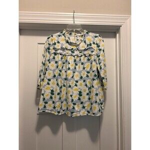 Michelle Mcdowell Women top Large Celeste Run Full Bloom Cotton Blouse Daisy
